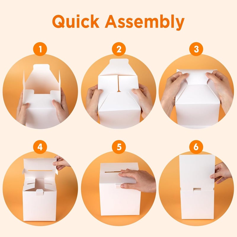 Ricalin 6-Pack Raffle Boxes with Slot, White Card Boxes Removable Header for Ballot, Donation, ticket, Suggestion, voting box & Events Use, Suitble for Fundraising & Collecting, 5.5" Cube - Image 4